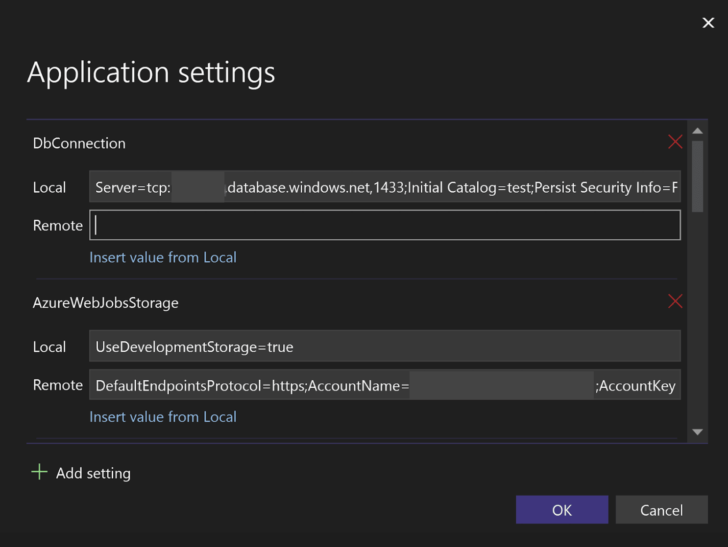 Applications setting page