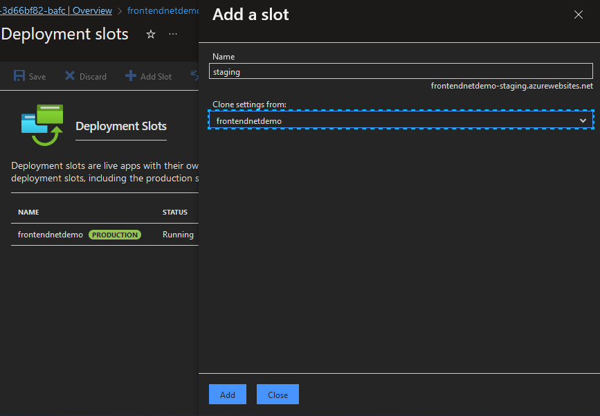 Azure App Service’s deployment swap feature 