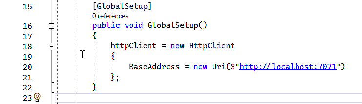 GlobalSetup section of the Benchmarktests.cs file