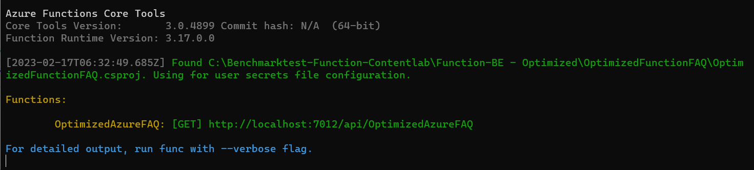 Running the OptimizedFunction 