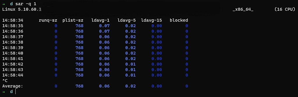 Fig. 1: sar command output