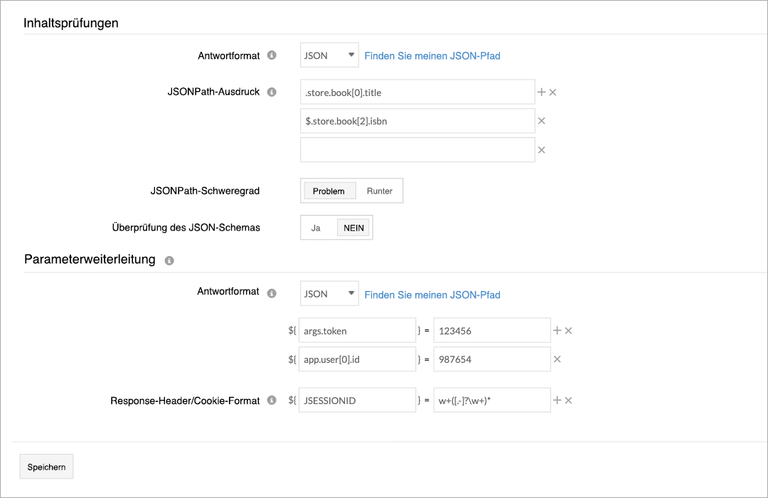 A form displaying labels and corresponding input fields for testing API response