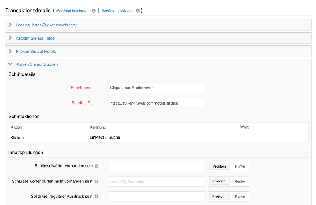 A page showing details of a multi-step transaction