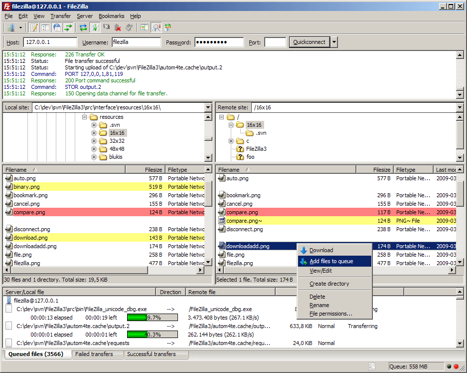 FileZilla client