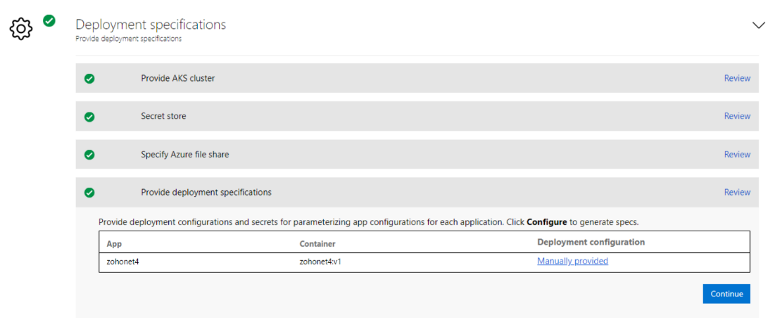 Finishing the deployment specifications