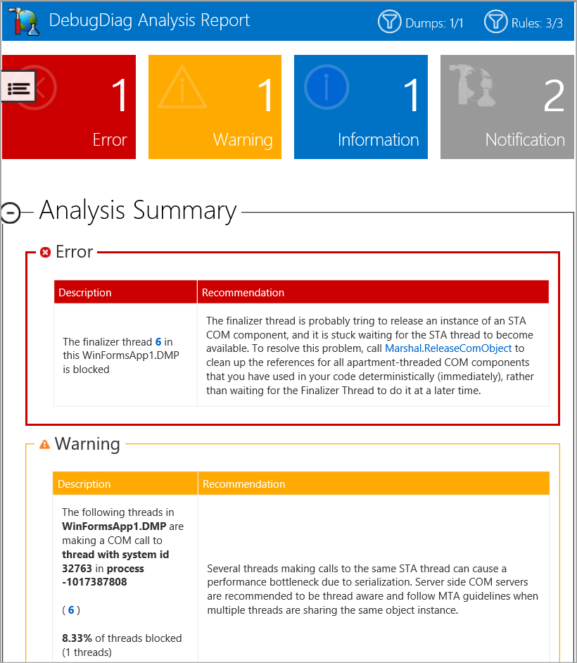 DebugDiag Analysis report