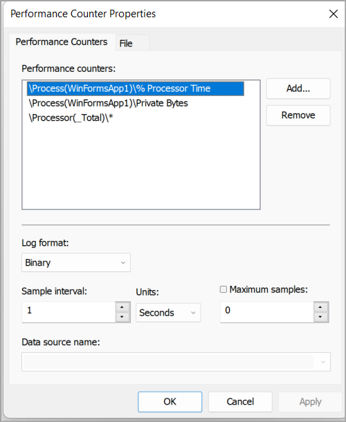 Adding performance counters to PerfMon