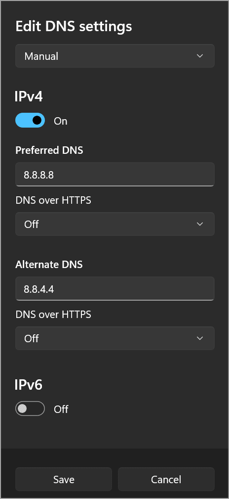 DNS settings