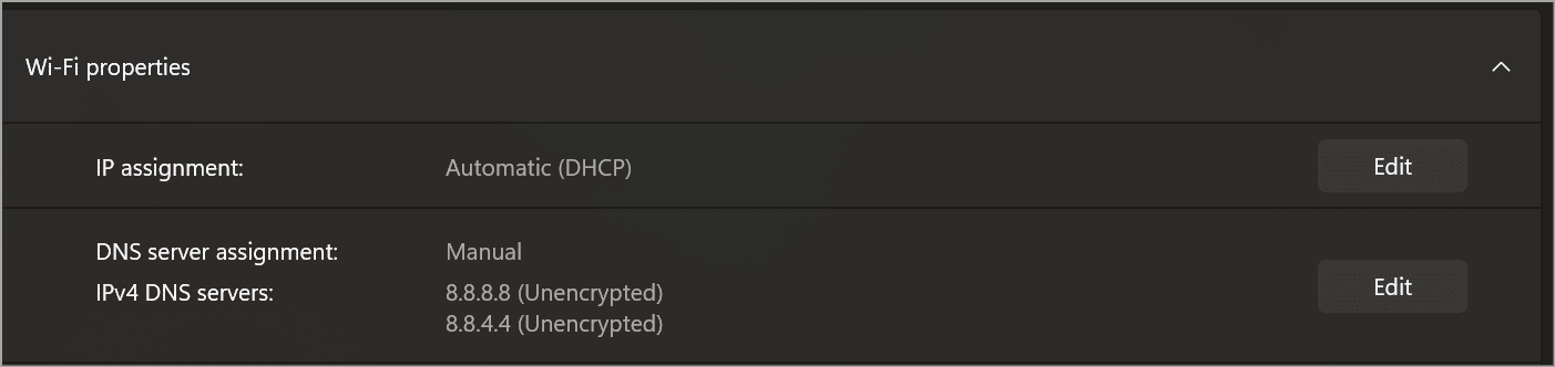 Wi-Fi properties