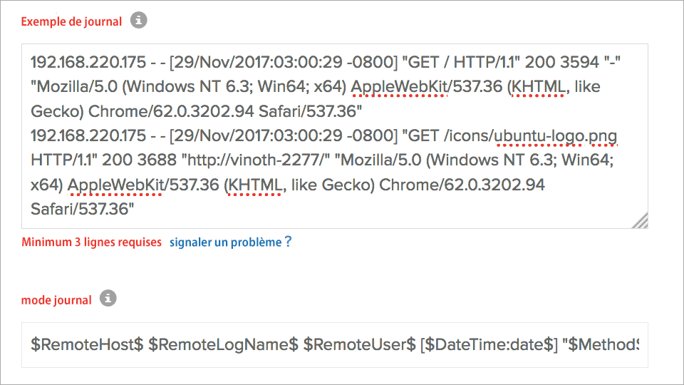 Field Split of Apache webserver logs