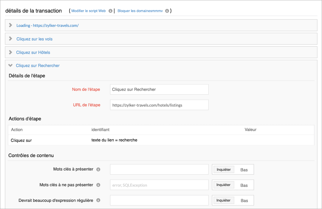 A page showing details of a multi-step transaction