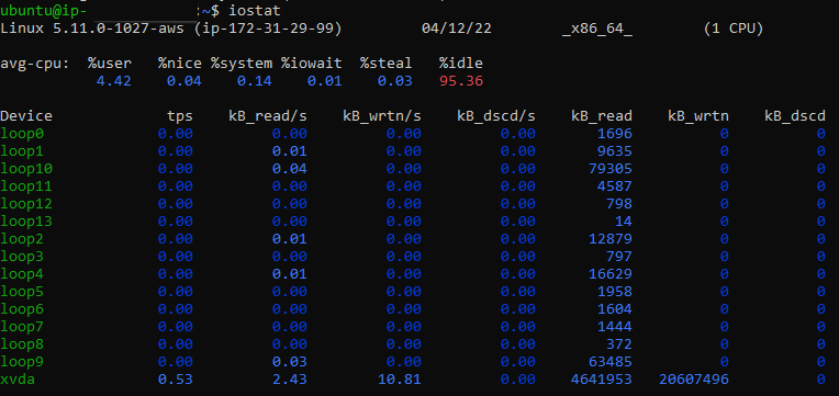 Fig. 4: Output of the iostat command