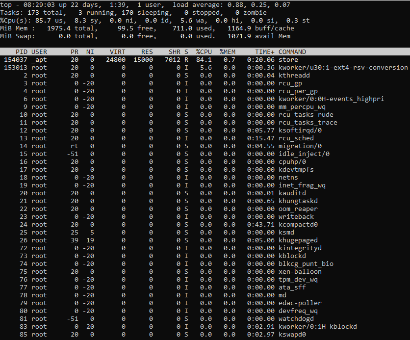 Fig. 1: Output of the top command