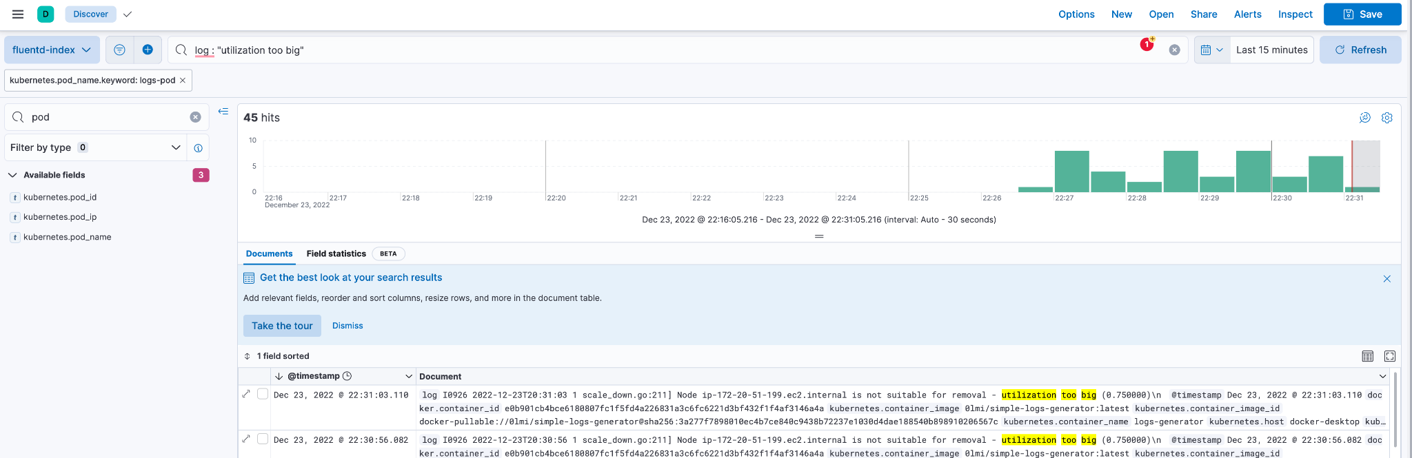 Result for query log utilization too big