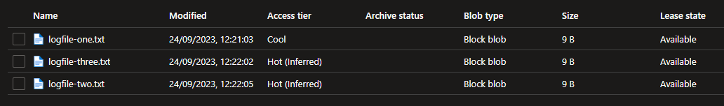 Log files in a blob