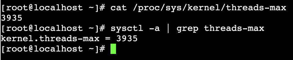 Fig 2: sysctl output with maximum threads