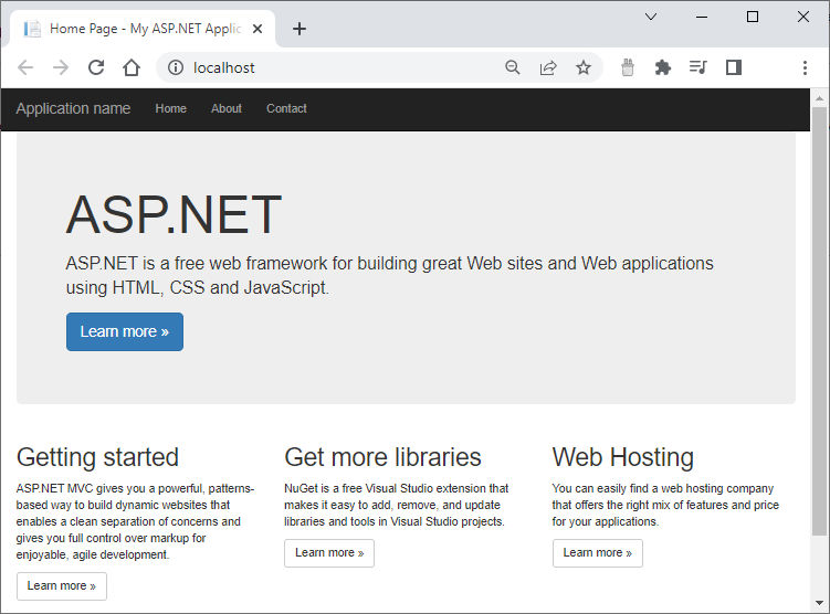 The ASP.NET MVC 4 app running on the local IIS