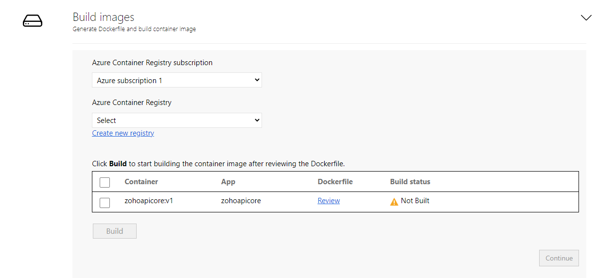 Providing the Azure Container Registry