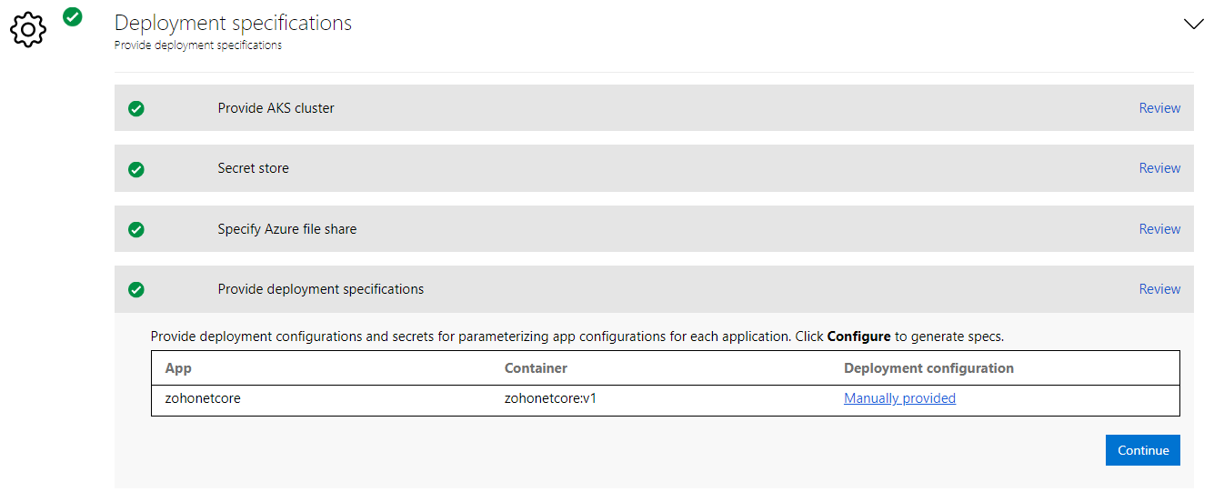 The deployment specifications