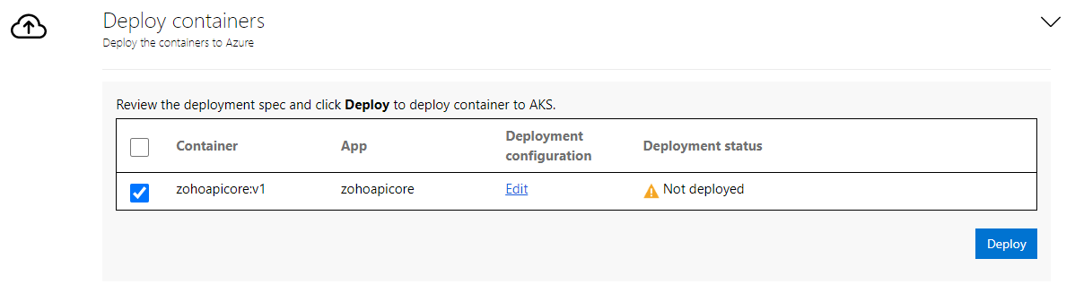 Reviewing the containers to deploy