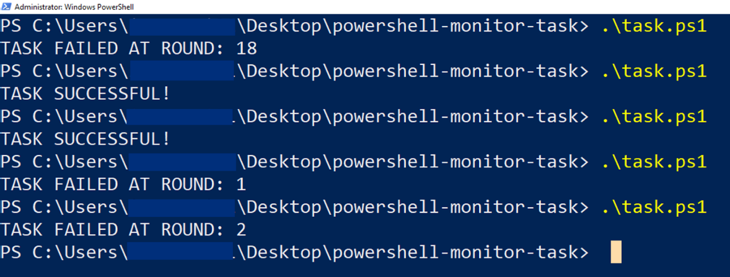 Running the task.ps1 script multiple times