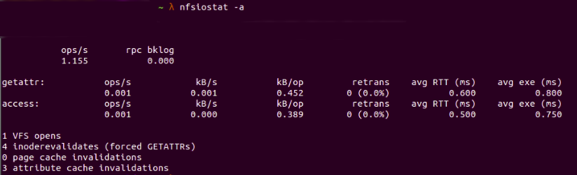 Fig. 10 : Showing cached data with nfsiostat -a 