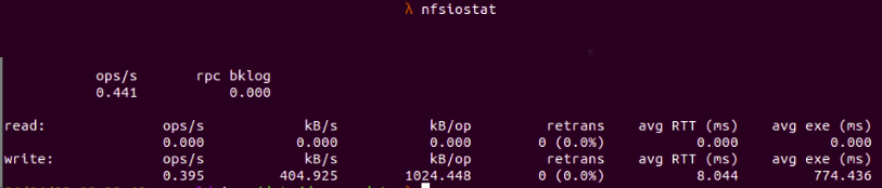 Fig. 3 :nfsiostat howing general NFS client information