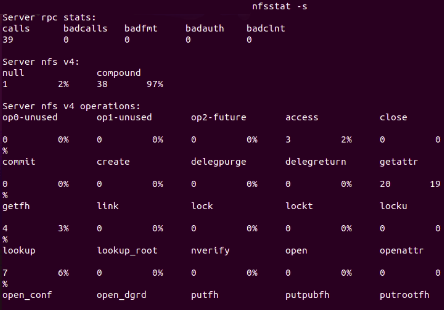 Fig. 1 : NFS server information obtained by running nfsstat -s