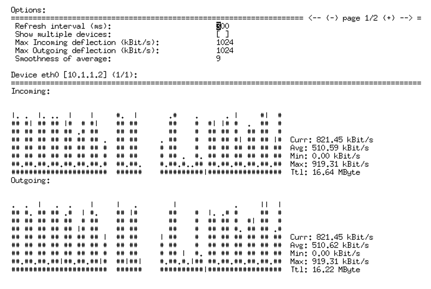 Fig. 2: Traffic data visualization in nload