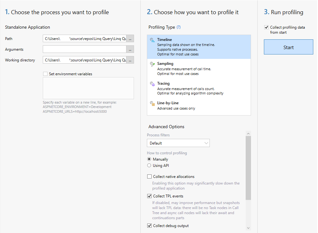 Selecting the Profiling Type