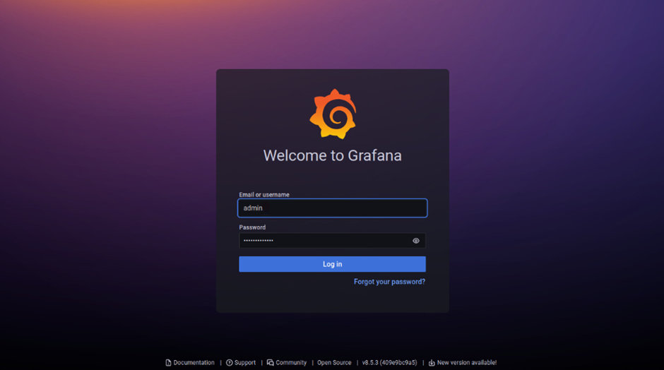 Fig. 6: Grafana login page