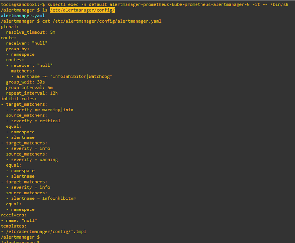 Fig. 5: Prometheus Alertmanager configuration file