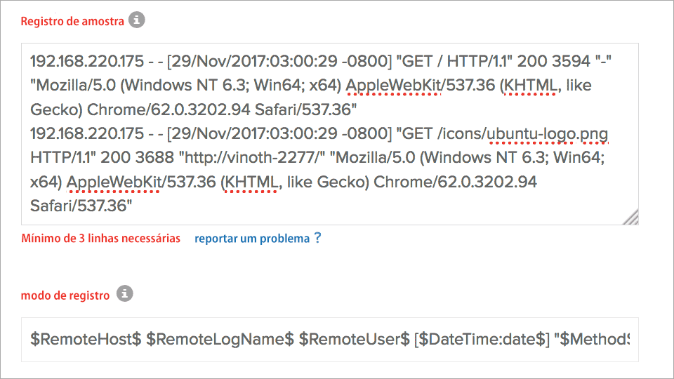 Field Split of Apache webserver logs