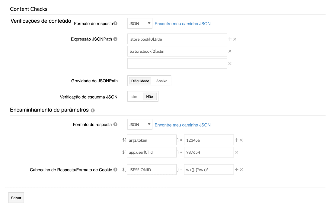 A form displaying labels and corresponding input fields for testing API response