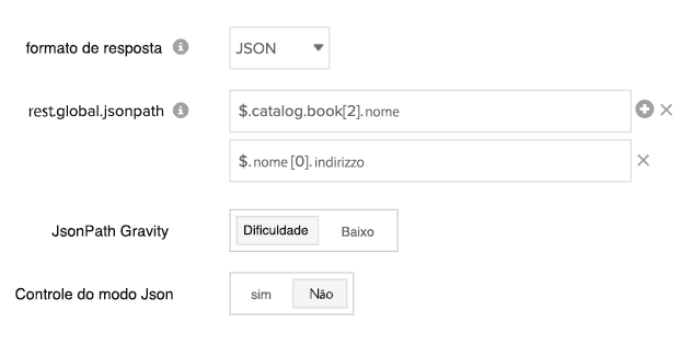 Form control elements to configure JSON response checks