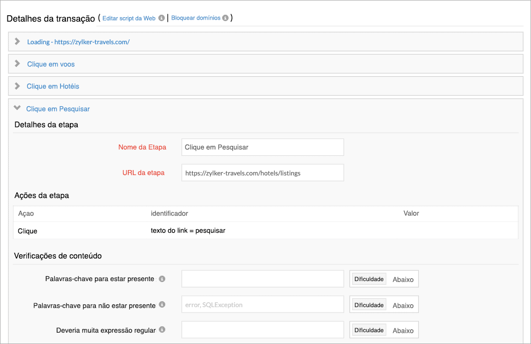 A page showing details of a multi-step transaction