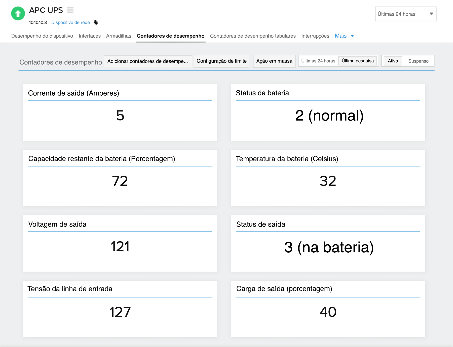 UPS performance monitoring metrics