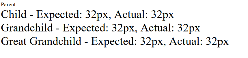 Nested classes with consistent font sizes