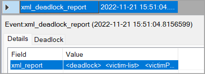 A table of the deadlock reports