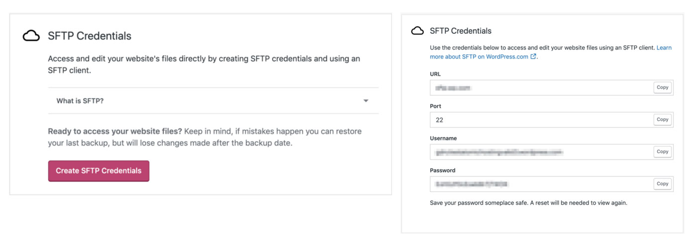 Secure File Transfer Protocol to access website files on WordPress