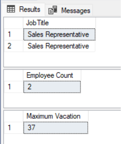 Results of a stored procedure with multiple input and output parameters