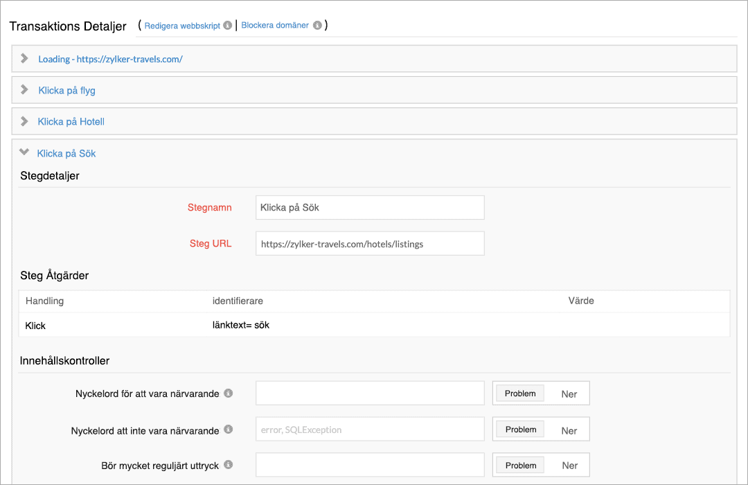 A page showing details of a multi-step transaction