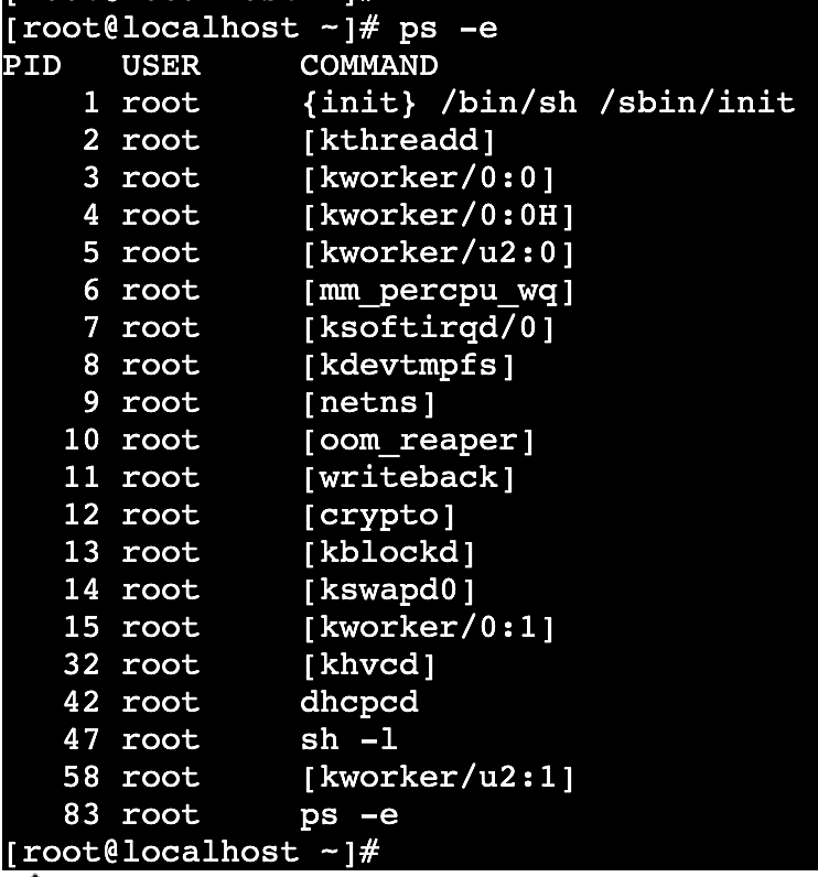 Fig 6: ps -e command output