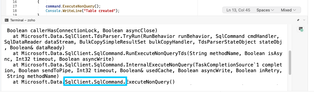 Connection timeout error stack from an incorrect server address