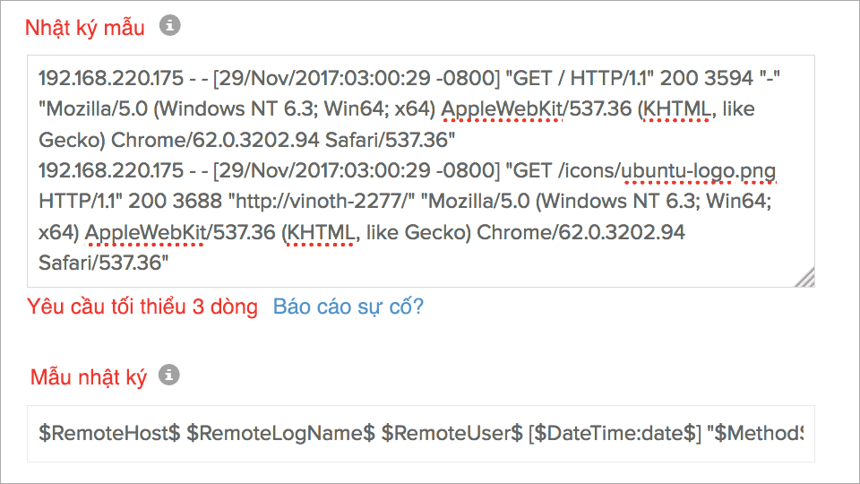 Field Split of Apache webserver logs