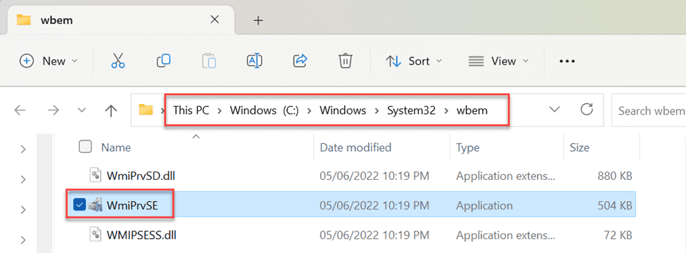 WmiPrvSE.exe process file location
