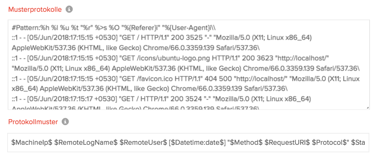 Feld-Aufteilung von Apache-Webserver-Protokollen